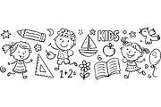 Set of cartoon doodle kids borders, a Decorative Illustration by Bubert Art (Thumbnail 7 of 8)