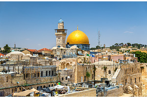 The dome of the rock in jerusalem containing jerusalem, israel, and dome, an Architecture Photo by Leonid Andronov