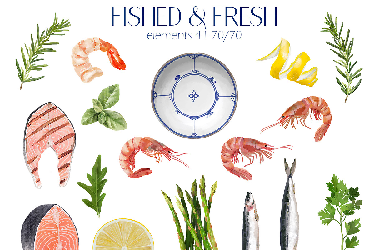Fished & Fresh Seafood poster maker, a Food Illustration by Elena Dorosh (Photo 5 of 18)