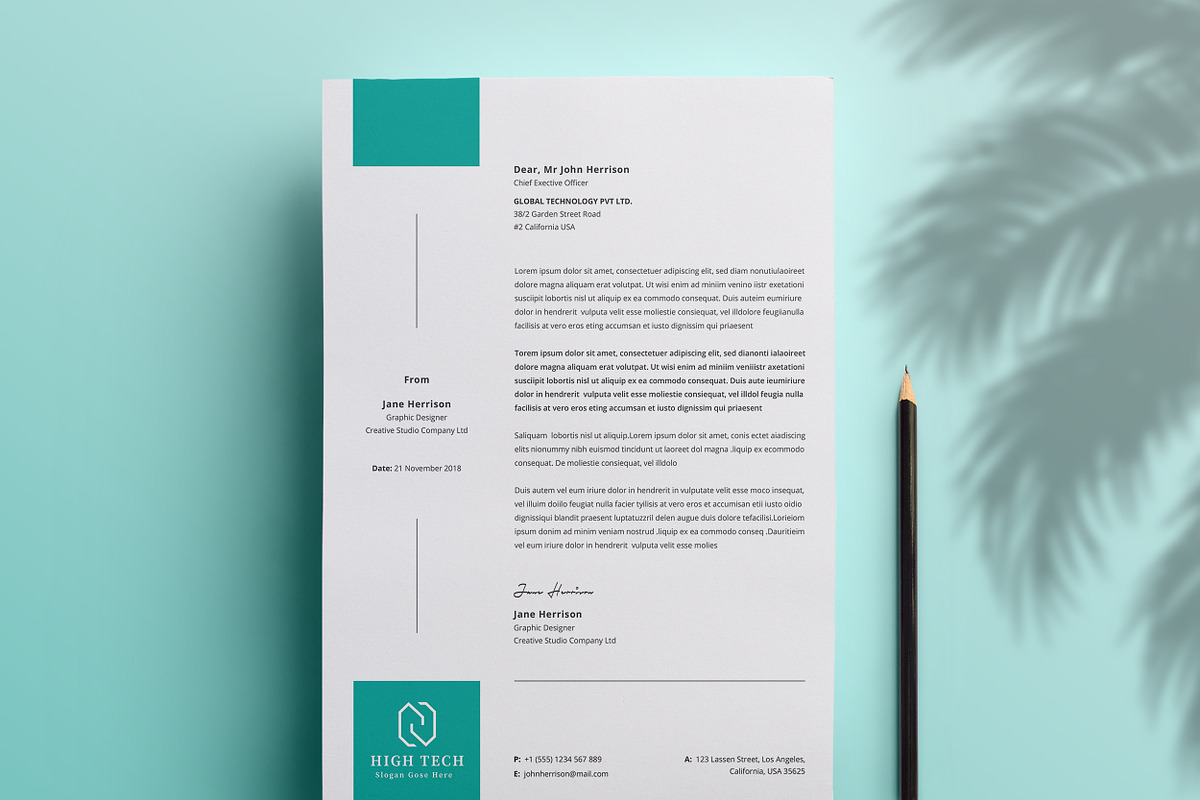 Business Letterhead Word, a Stationery Template by ResumeDevisers (Photo 4 of 8)