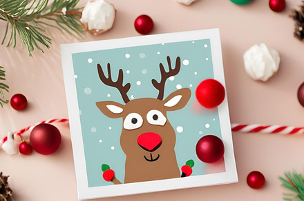 cute deer christmas card decoration, an Animal Photo by ComfortQ