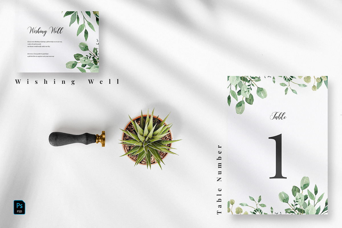 Greenery Wedding Invitation Set, an Invitation Template by Azka Creative (Photo 4 of 5)