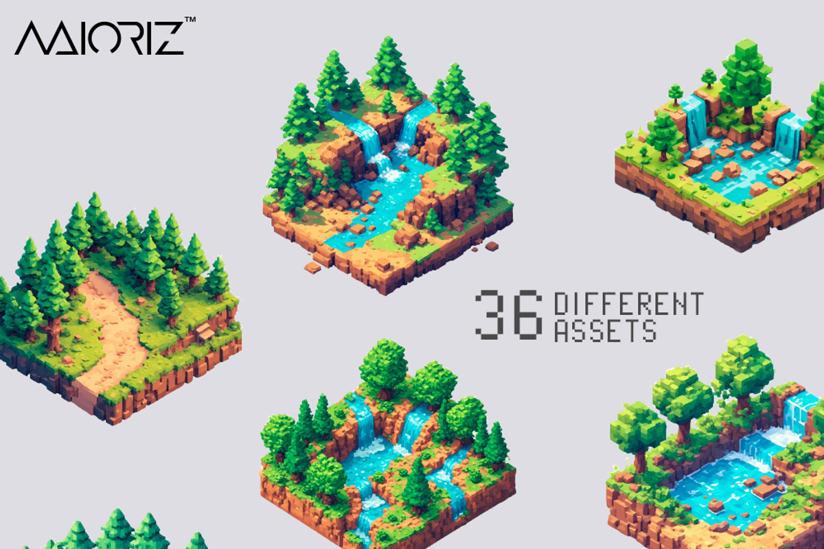Voxel Isometric Fantasy Terrain Asse, an Object Graphic by Maioriz Shop (Photo 2 of 8)
