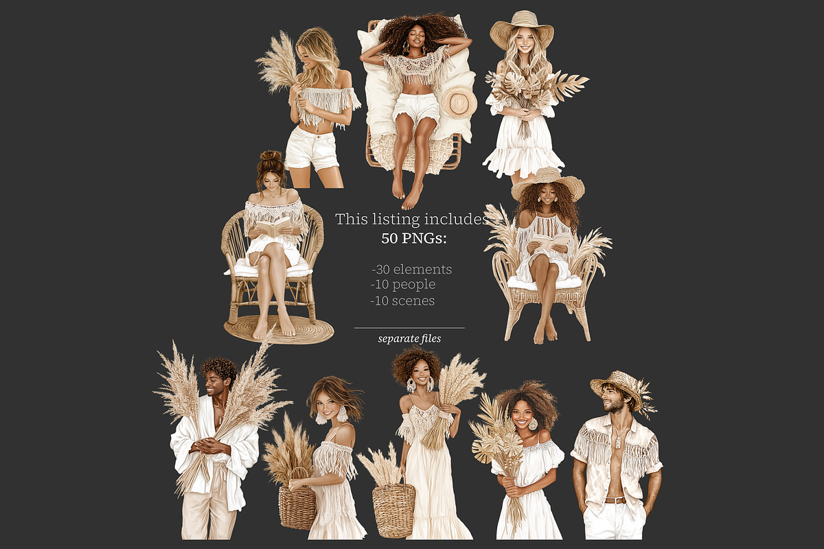 Summer Clipart Beach Art | Neutral, a Person Illustration by GlamArtZhanna (Photo 7 of 8)