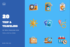 3D Trip & Traveling Icon, an Object 3D Model by SLAB! Design