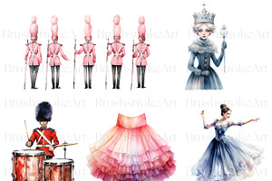 Watercolor Pink Nutcracker Clipart