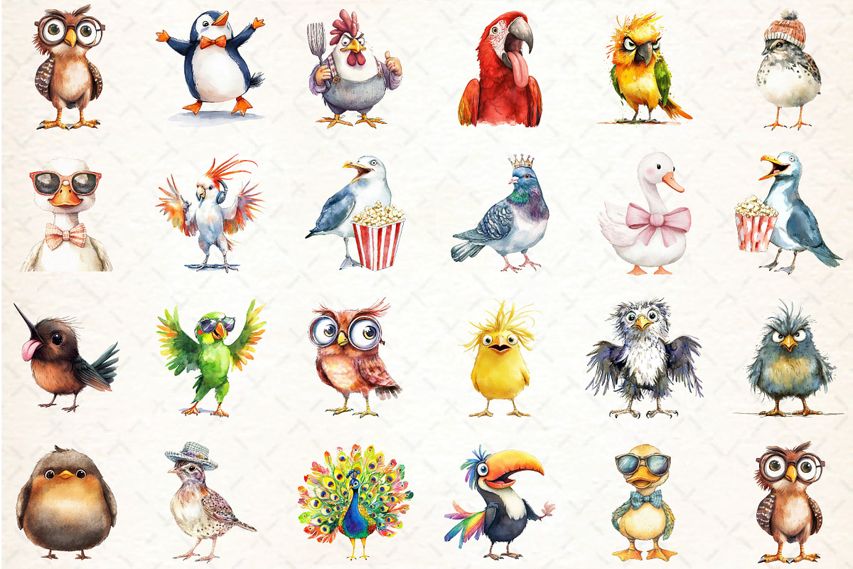 Funny Cartoon Birds Clipart, an Illustration by DreamCafeArt (Photo 2 of 6)