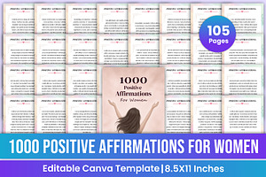 1000 Positive Affirmations For Women, a Stationery Template by Mustafiz