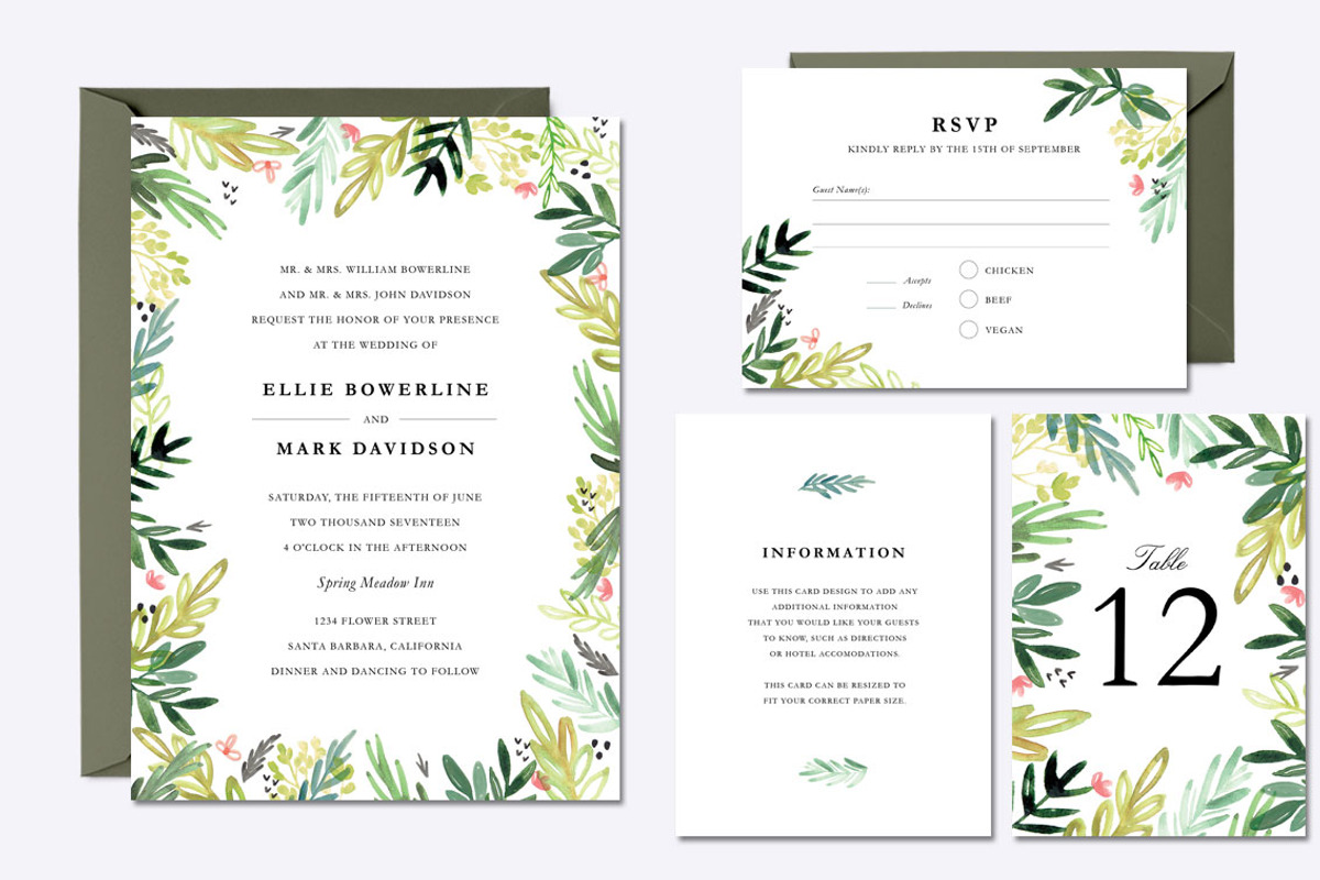Watercolor Meadow Wedding Suite, an Invitation Template by origamiprints (Photo 1 of 3)