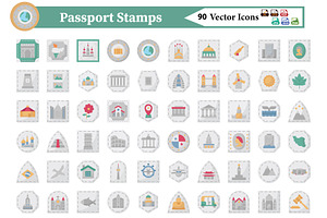 Passport Stamps Icons Pack, an Icon by Vector Portal