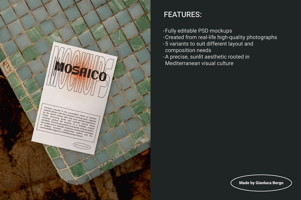 Mosaico - Stationery mockup pack, an Advertising Mockup by Gianluca_Bergo (Photo 3 of 3)