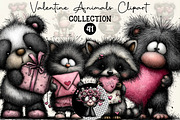 Watercolor Valentine Animals Clipart, an Illustration by DreamCafeArt (Thumbnail 1 of 6)
