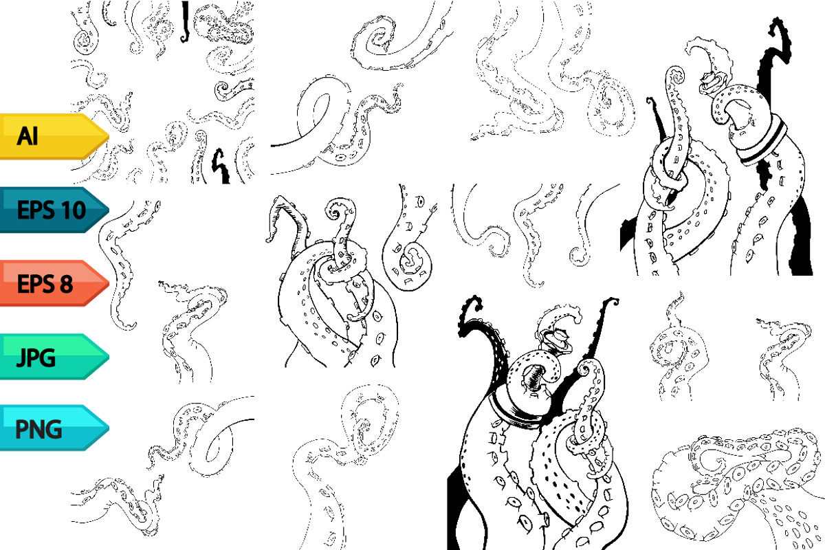 Vector sketch octopus tentacles, a Pattern Graphic by julia_musdotter (Photo 3 of 10)