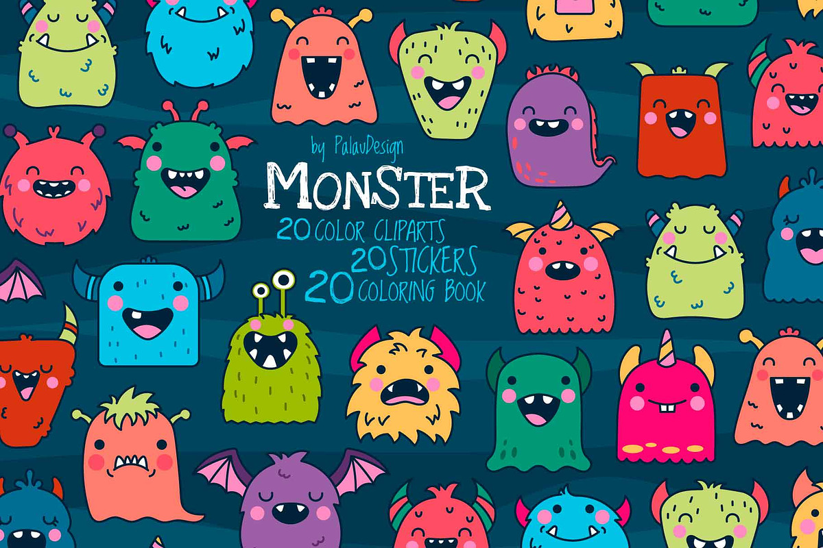 Monster Halloween Clipart Set, an Animal Illustration by Palau (Photo 1 of 12)