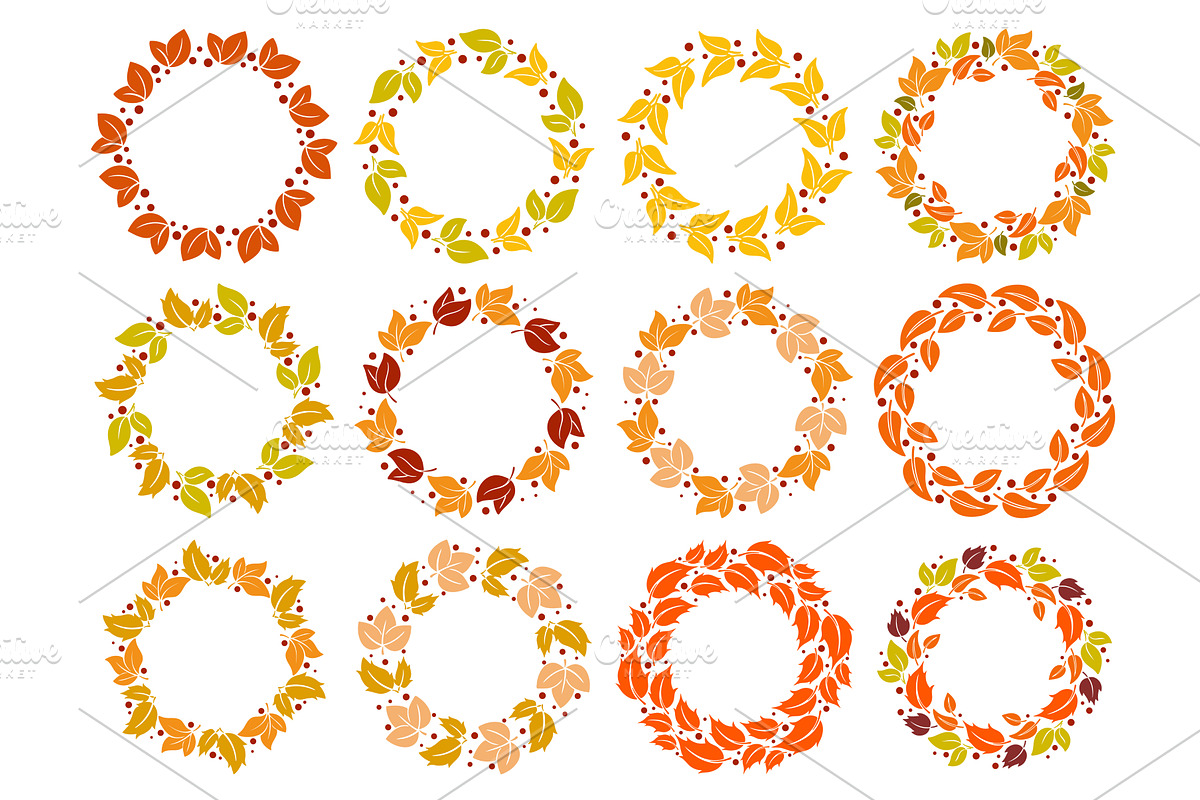 Collection of round autumn frames, an Object Illustration by Tati_Kli