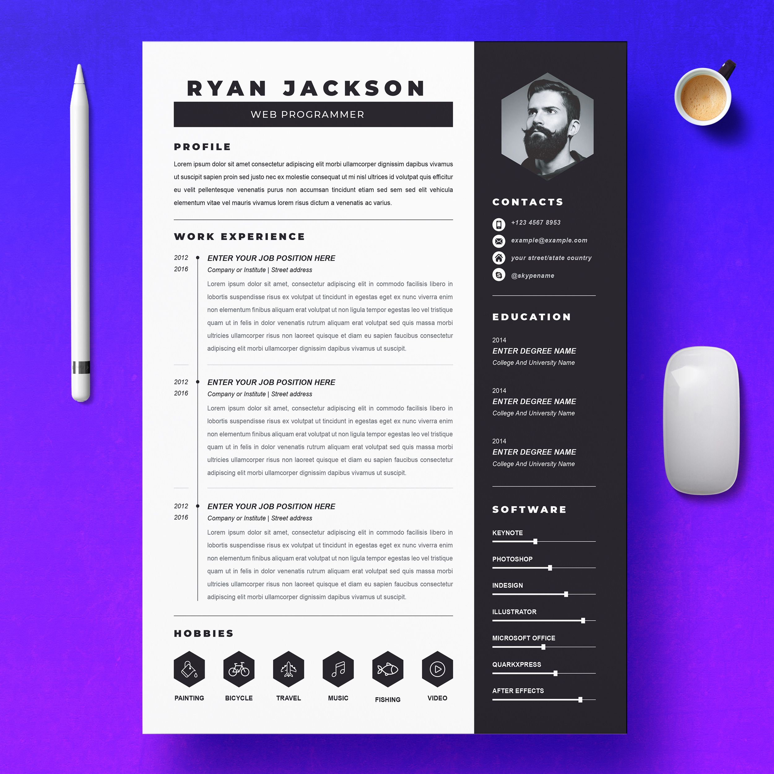 Modern Resume Template / CV Template, a Resume Template by ResumeInventor