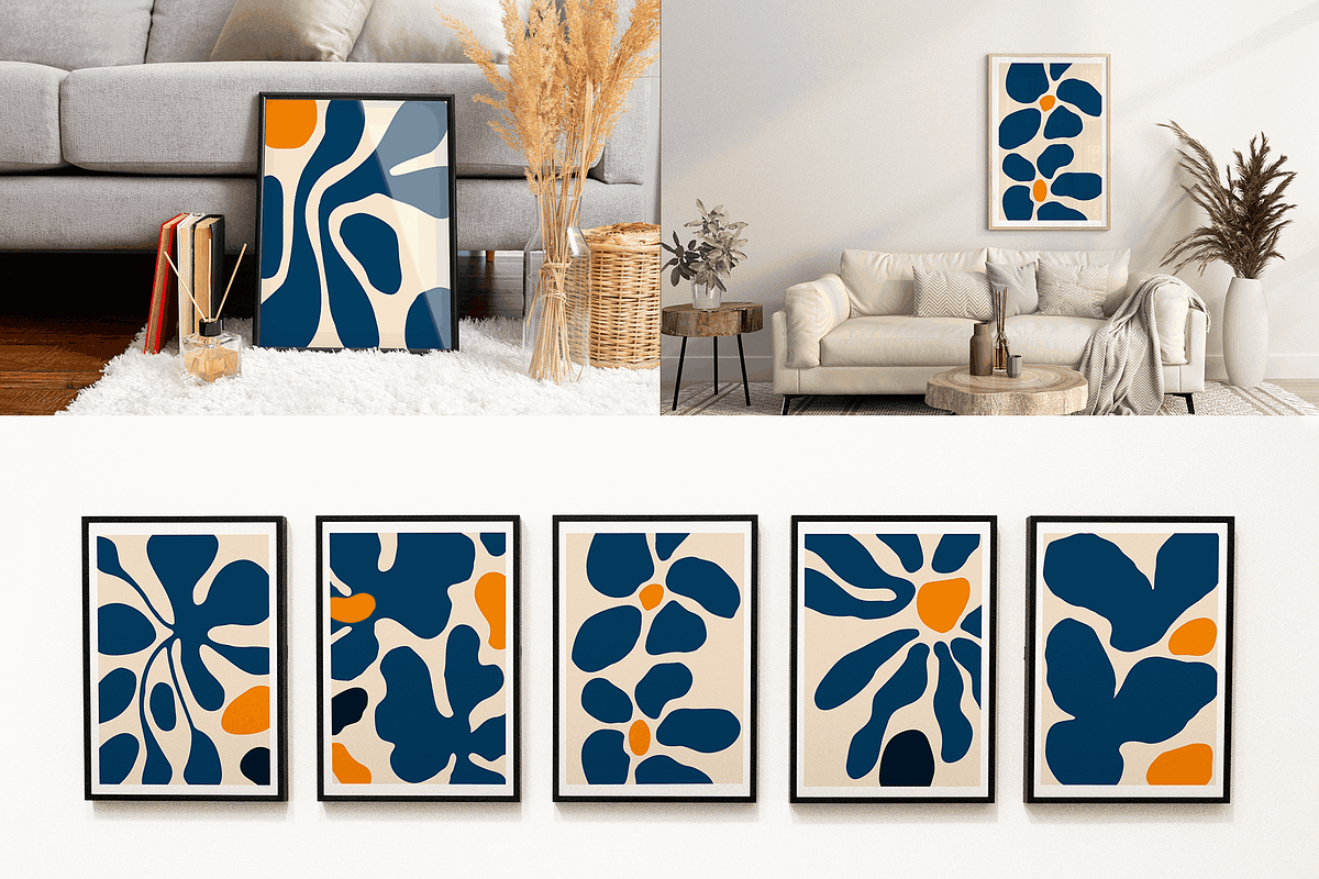 Set of abstract Blue Yellow Flower, a Decorative Illustration by Vibrand Studio (Photo 8 of 8)