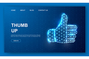 Thumbs up gesture in glowing, a Technology Illustration by GraphiShop