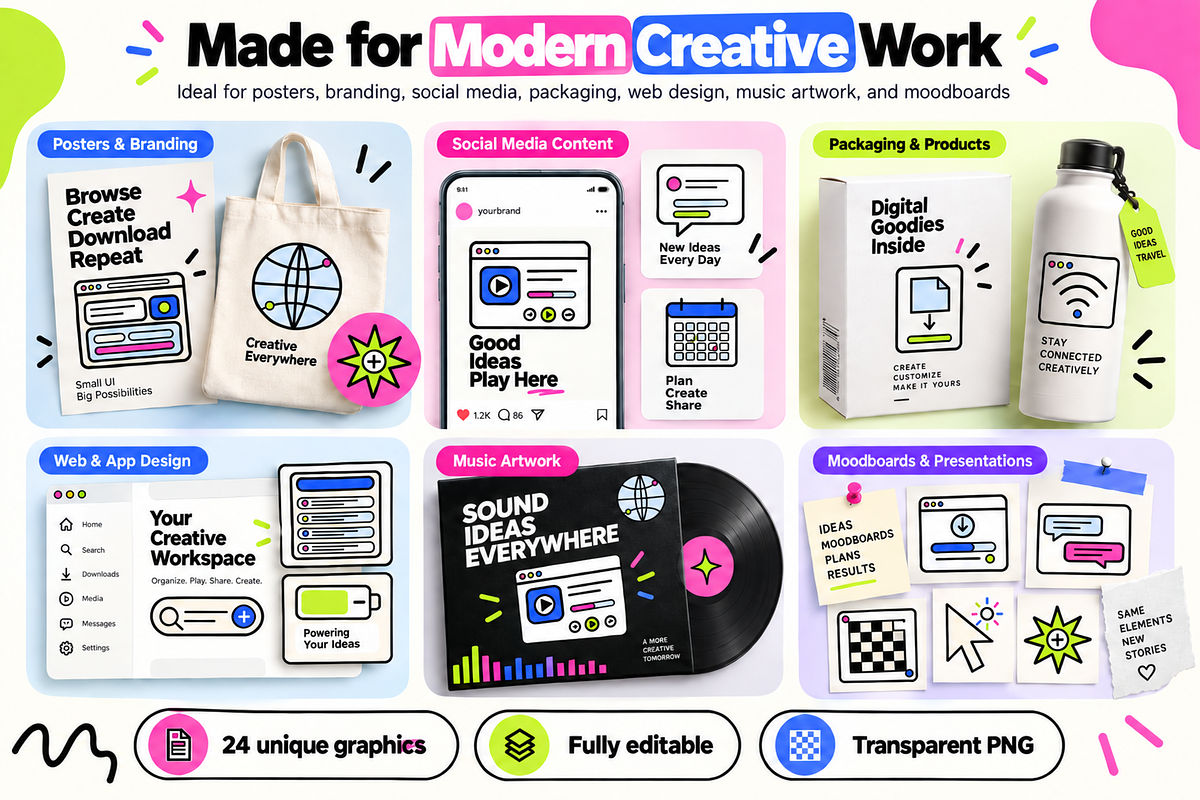 24 Gen Z Webcore UI Graphics, an Object Graphic by Designs24hr (Photo 2 of 7)