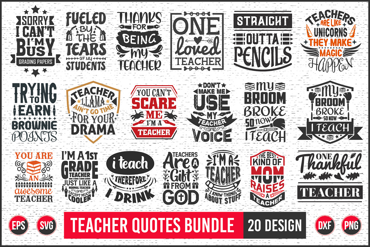 teacher typographic svg bundle., a Graphic by Uniquesvg99 (Photo 1 of 21)