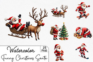 Funny Christmas Santa Clipart 1Bundl, an Illustration by CrexoraLab