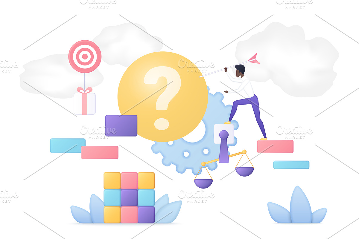 Volumetric decision making process, a Person Illustration by Lemberg Vector