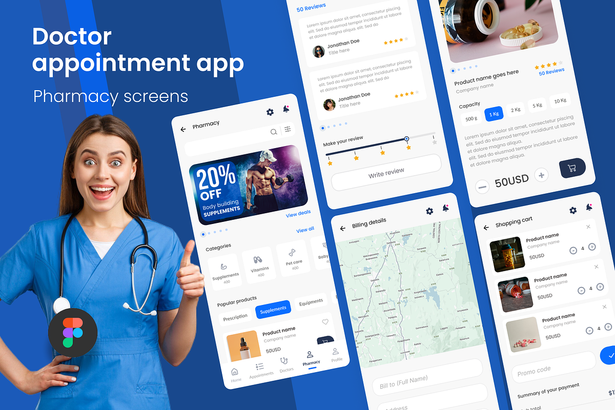 Medical app ui kit + design system preview 7