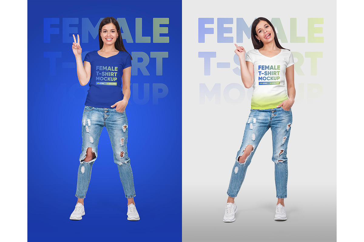 Female V-Neck T-Shirt Mockup Vol 2, a Shirt Mockup by Hi, Mock-Up! (Photo 8 of 10)