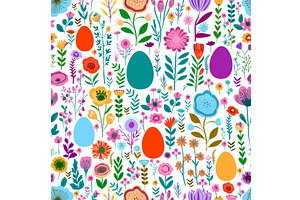 Seamless easter background with, an Illustration by Nenahliadava Design