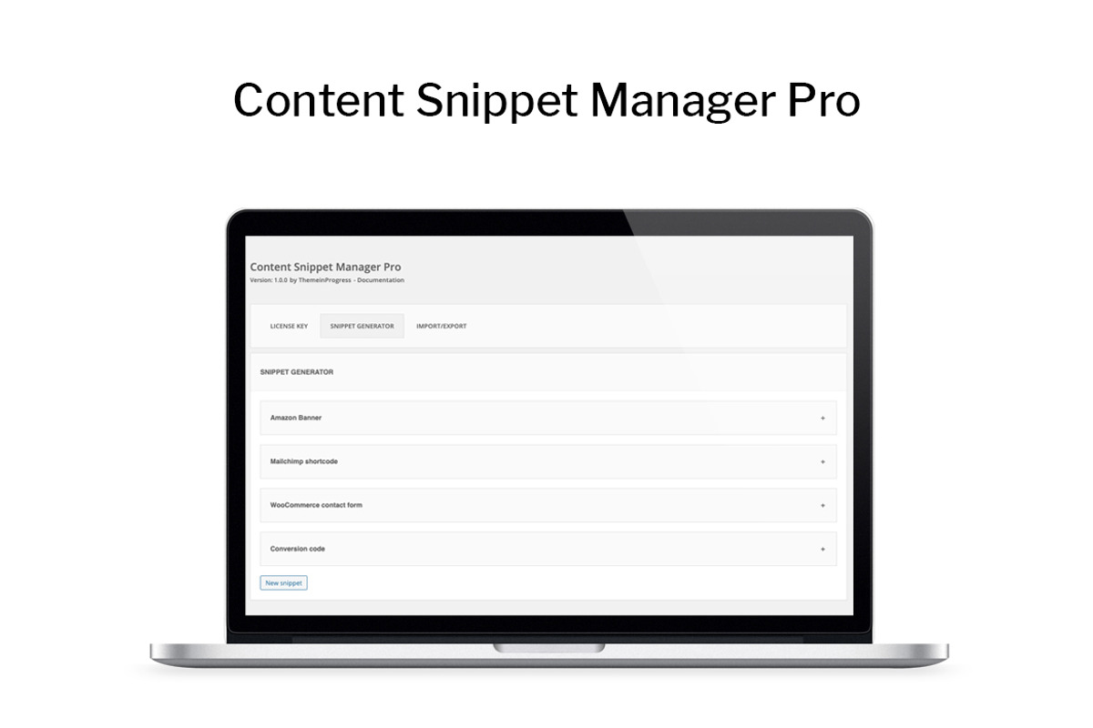 Content Snippet Manager Pro, a WordPress Template by ThemeinProgress (Photo 1 of 2)