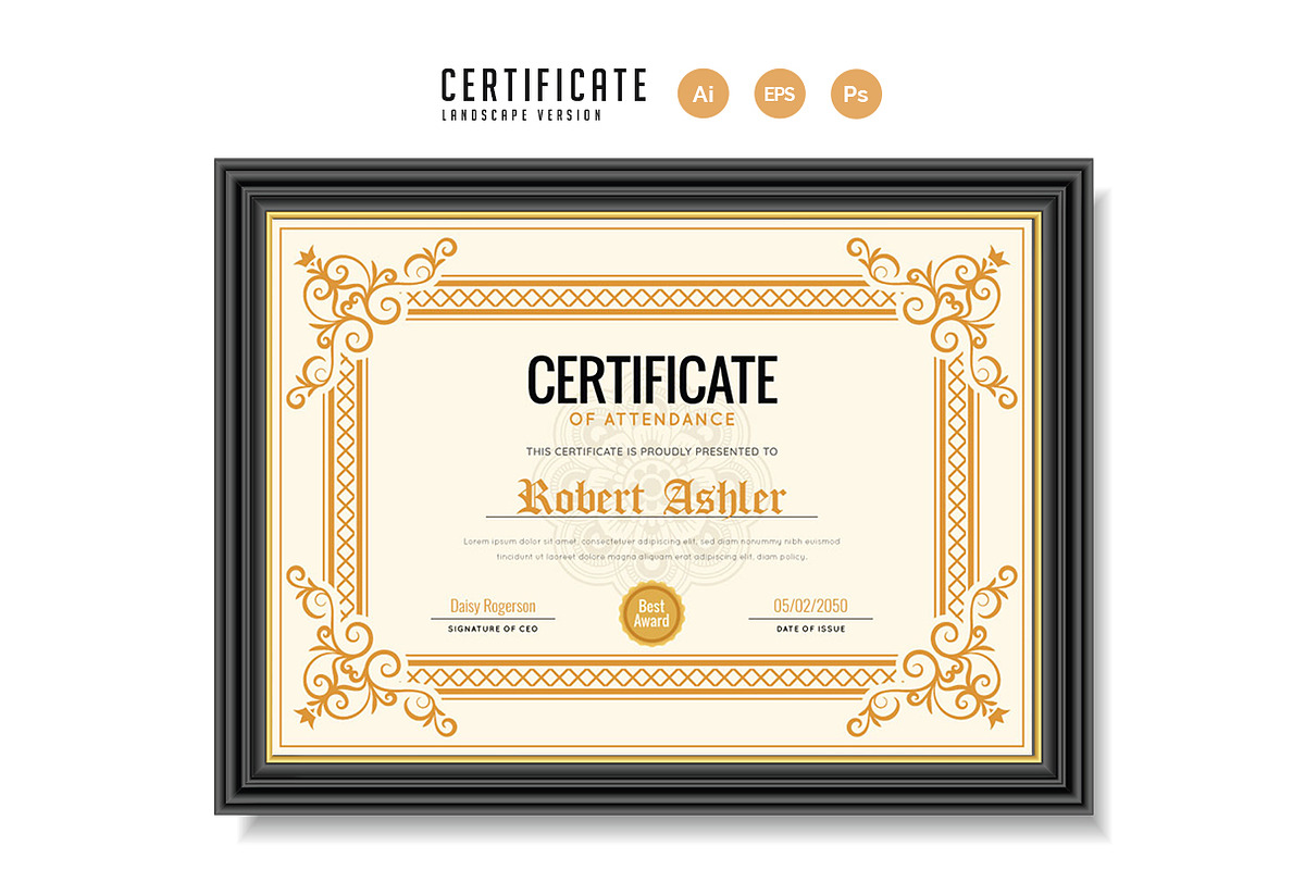 581. Modern Certificate Template, a Stationery Template by CreativeRezwan