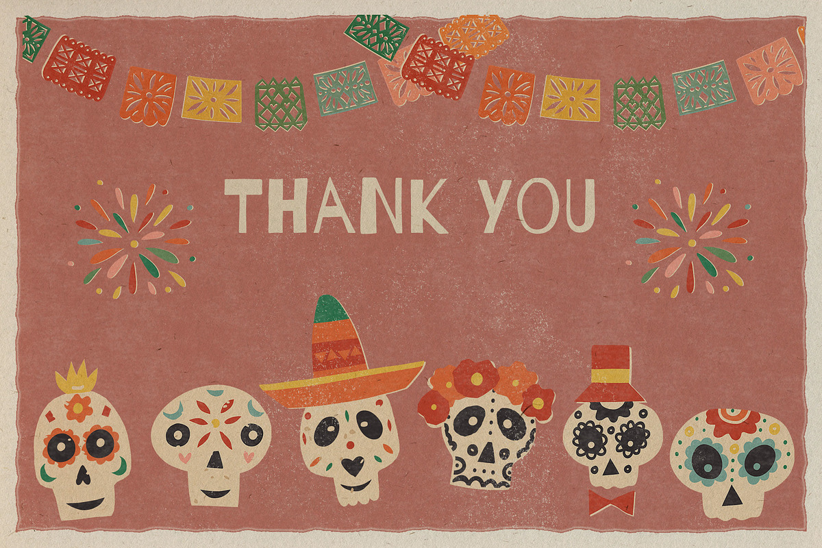 Dia De Los Muertos graphic retro set, a Seasonal Illustration by Paper Cherry (Photo 16 of 16)