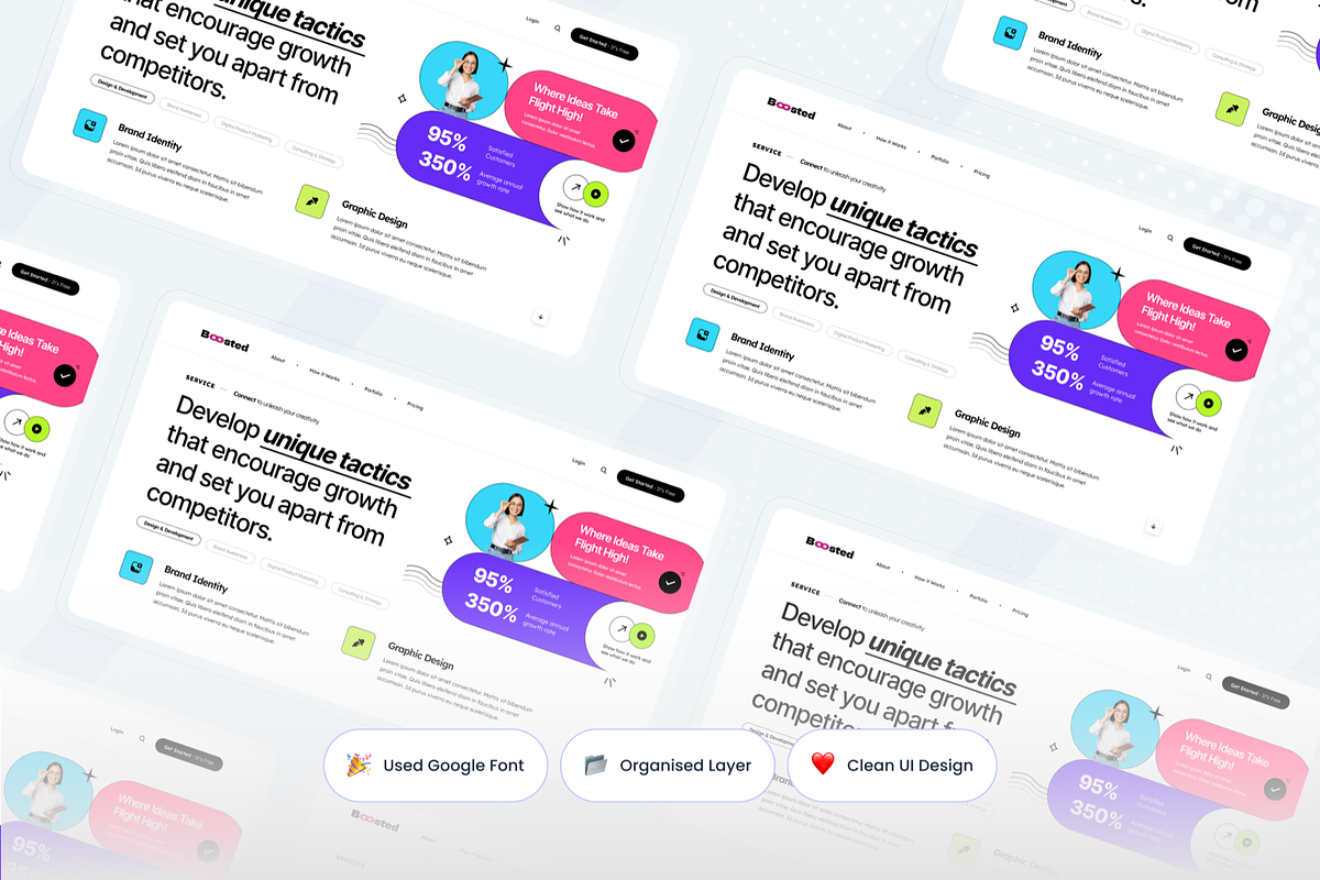 Boosted Service Section UI Template, a Templates & Theme by SquidPixey (Photo 2 of 3)