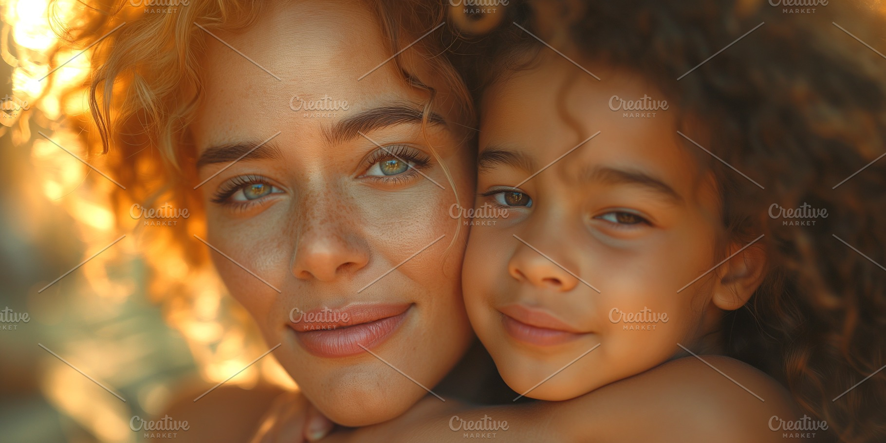 A joyful moment shared between a young girl and her mother, with warm sunlight, a Person Photo by ImageMir