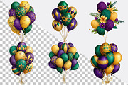 Watercolor Mardi Gras Balloons Clip, an Illustration by SVGArt (Thumbnail 2 of 8)