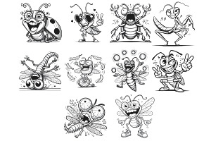 Crazy Cartoon Insects Set 1