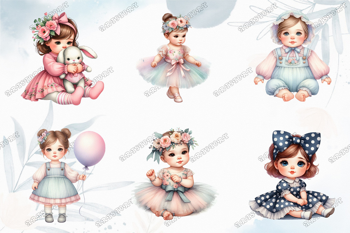 Cute Baby Girl Watercolor Clipart, a Graphic by designcity5 (Photo 3 of 5)