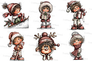 Vintage Kids  Christmas Clipart, an Illustration by Craft Nest (Thumbnail 2 of 7)