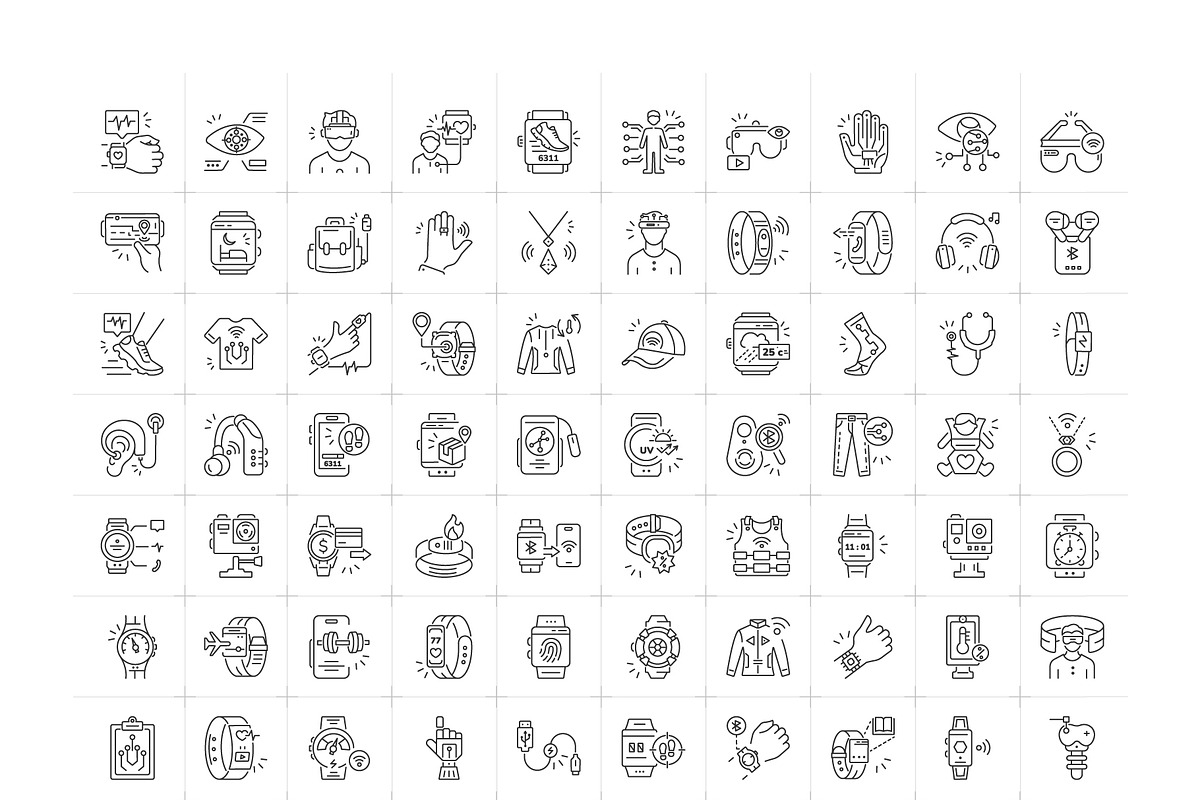 Wearable Technology Icon Set, an Outline Icon by Prosymbols (Photo 5 of 5)