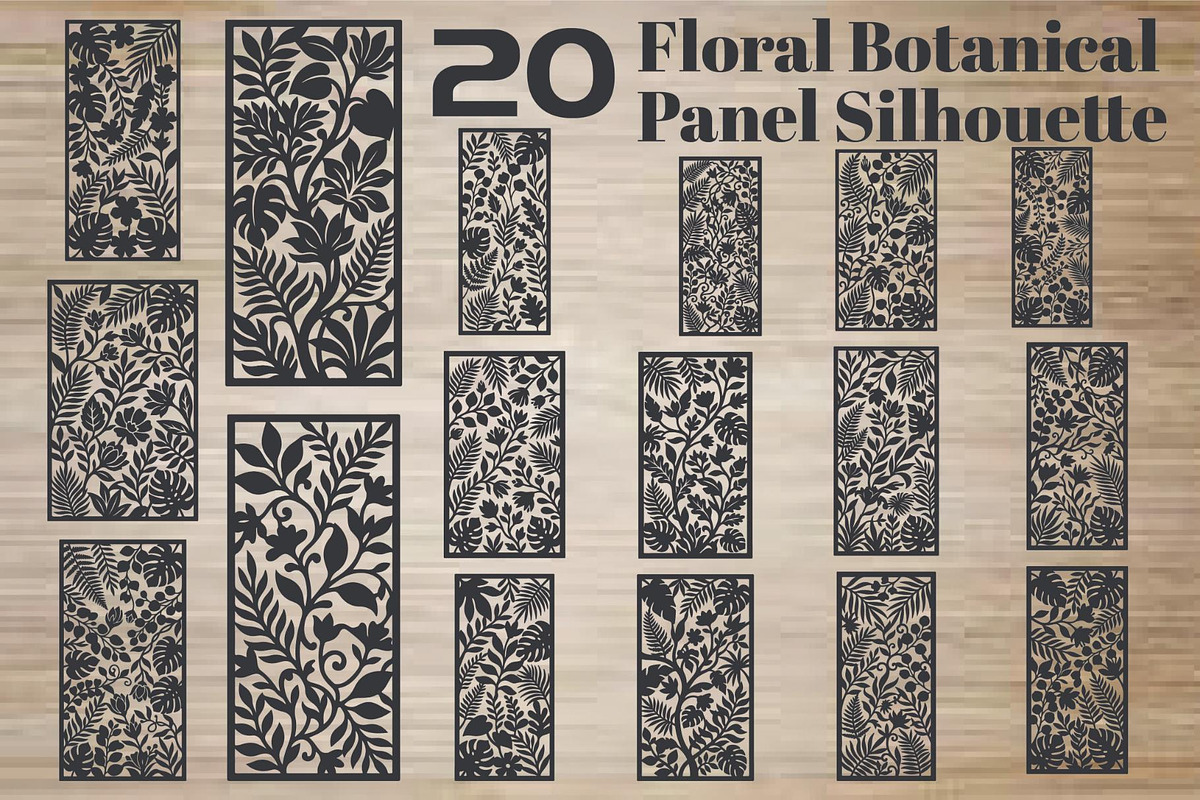 Floral Botanical Panel Silhouette, an Object Graphic by hafijul (Photo 1 of 4)