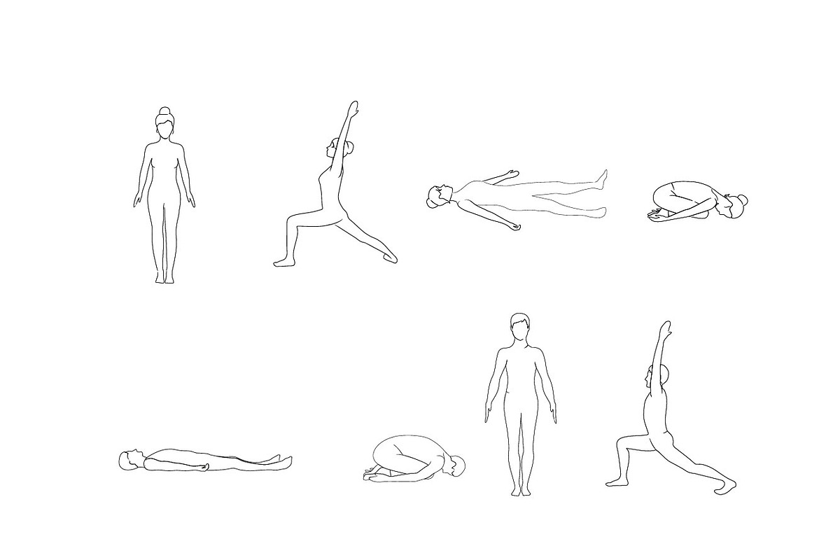 Yoga Poses Women and Men Vector, a Person Illustration by Svetlana Voloshina (Photo 2 of 3)