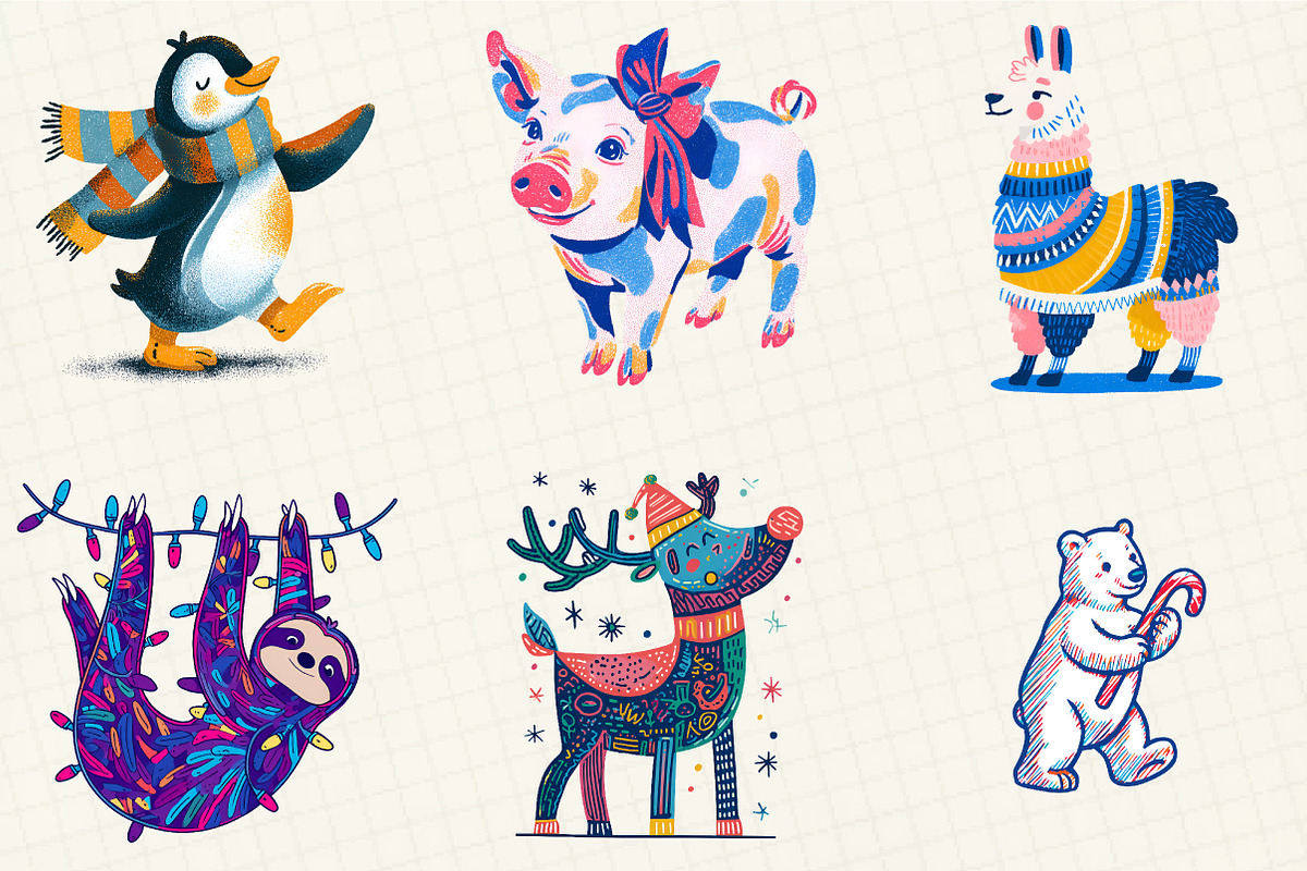 Retro Christmas Animal, an Illustration by DreamCafeArt (Photo 4 of 6)