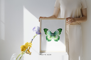 Watercolor Green Butterflies