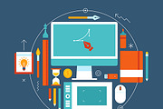 Graphic Designer Flat Workspaces, a Technology Illustration by painterr (Thumbnail 4 of 5)