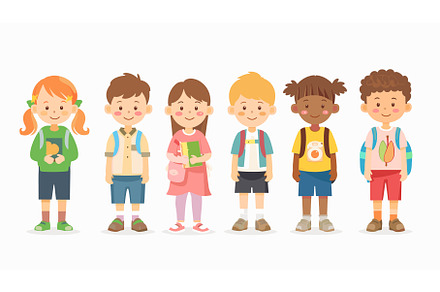 Diverse group cartoon children, an Object Illustration by Vectorstockersland