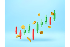 3d Red and green candlestick chart, a Finance Illustration by Abscent
