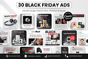30 Black Friday Static Ad Templates, a Social Media Template by DigiPax (Thumbnail 1 of 10)