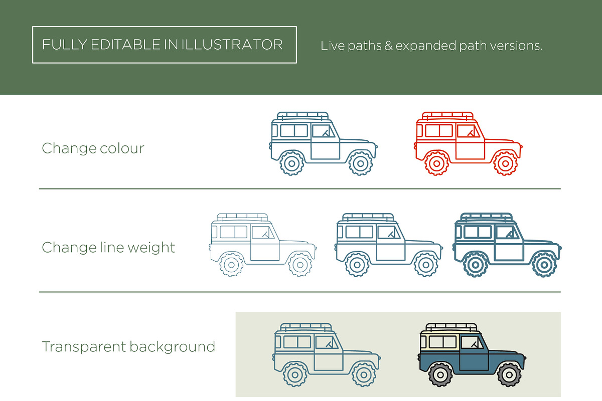 4x4, camper & caravan icons, an Outline Icon by the cabin supply co (Photo 3 of 5)
