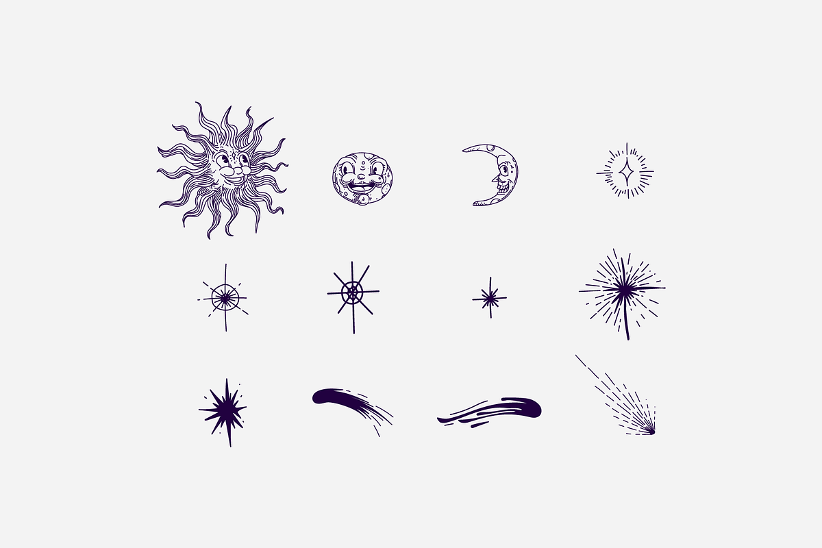 Moon Stars & Space Illustration Set, an Illustration by Inkwell Supply Co (Photo 3 of 11)