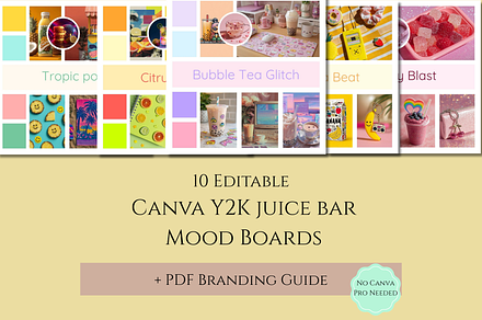 Y2K Juice Bar Mood Boards Kit, a Branding & Logo Template by Alerya Studio